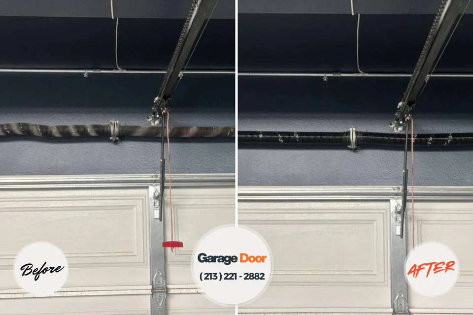 Before and after: garage door repair Wrightsboro, NC
